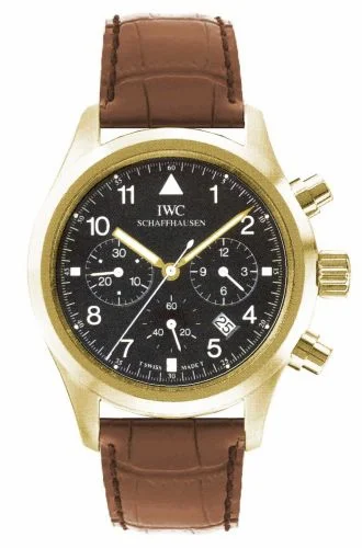 IWC Pilot's Watch Chronograph Mecaquartz Yellow Gold / Black / Strap IW3741-03 (3741-03, IW374103)